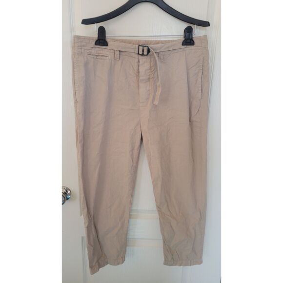 Standard James Perse Khaki Brown Belted Cropped Pants - Picture 1 of 5